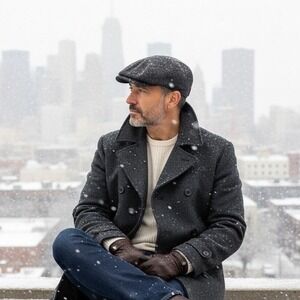 Dorfman Thinsulate Classic Charcoal Wool Flat Cap - Men